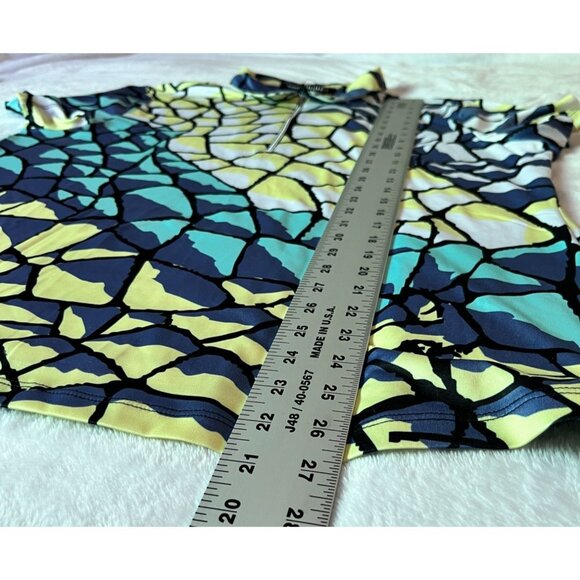 Simplicité By Jamie Sadock Multicolor Mosaic Print Polo Shirt XL Stretch Zip New - Picture 7 of 10